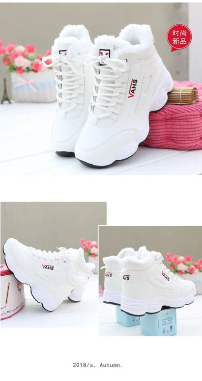 New Women's Thick-Soled Winter Sneakers, Warm Velvet Cotton Shoes, Height-Increasing Non-Slip Platform Shoes, Women's Snow Boots