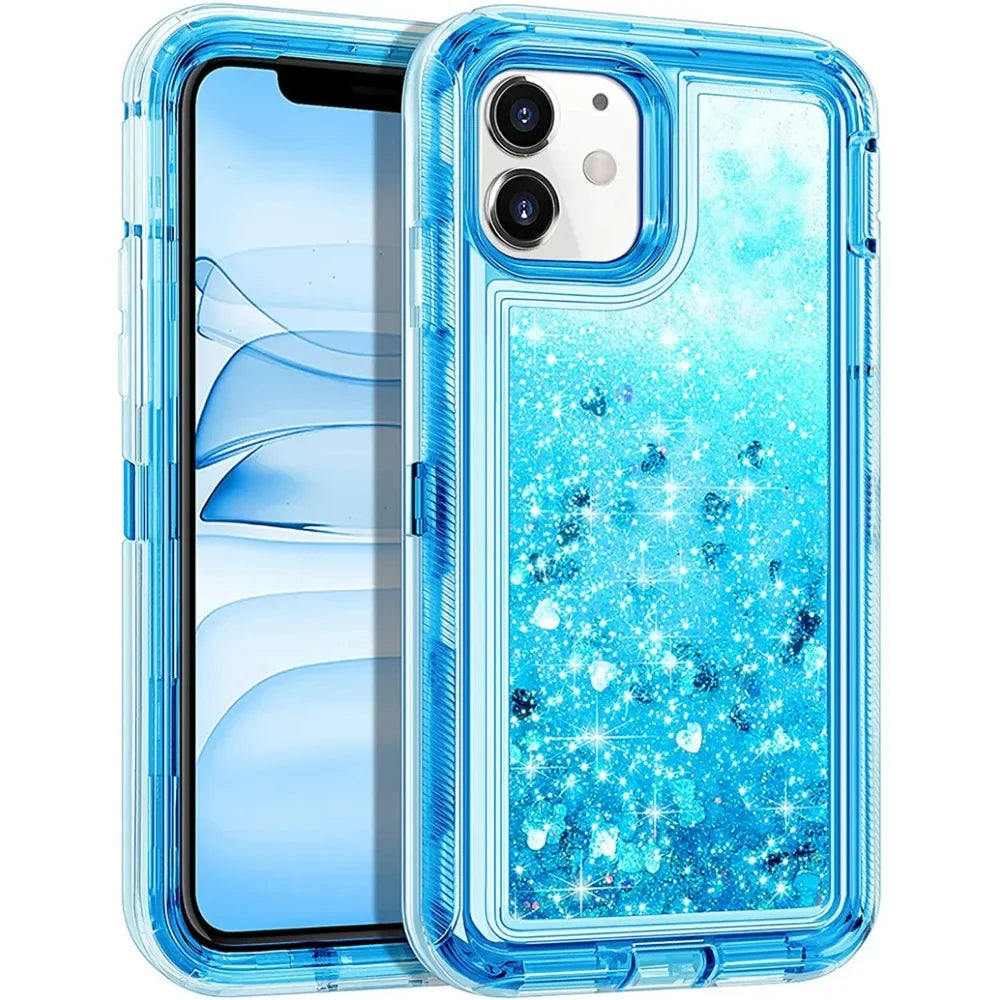 Funda de lujo con purpurina dinámica y arena movediza para IPhone 17 16 15 14 13 Pro Max X XSMAX XR SE 6 7 8 Plus, funda de teléfono pesada a prueba de golpes