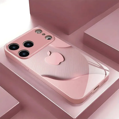 Luxury Light Pink Metallic Paint Glass Phone Case for iPhone 17 16 15 14 13 12 11 Pro Max Plus 17Air 16E