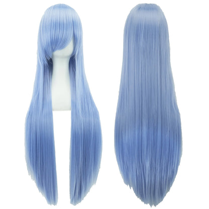 Soowee, pelo sintético de 80cm de largo, pelucas de Cosplay blancas y moradas, peluca recta de pelo negro para fiesta, peluca para mujer.