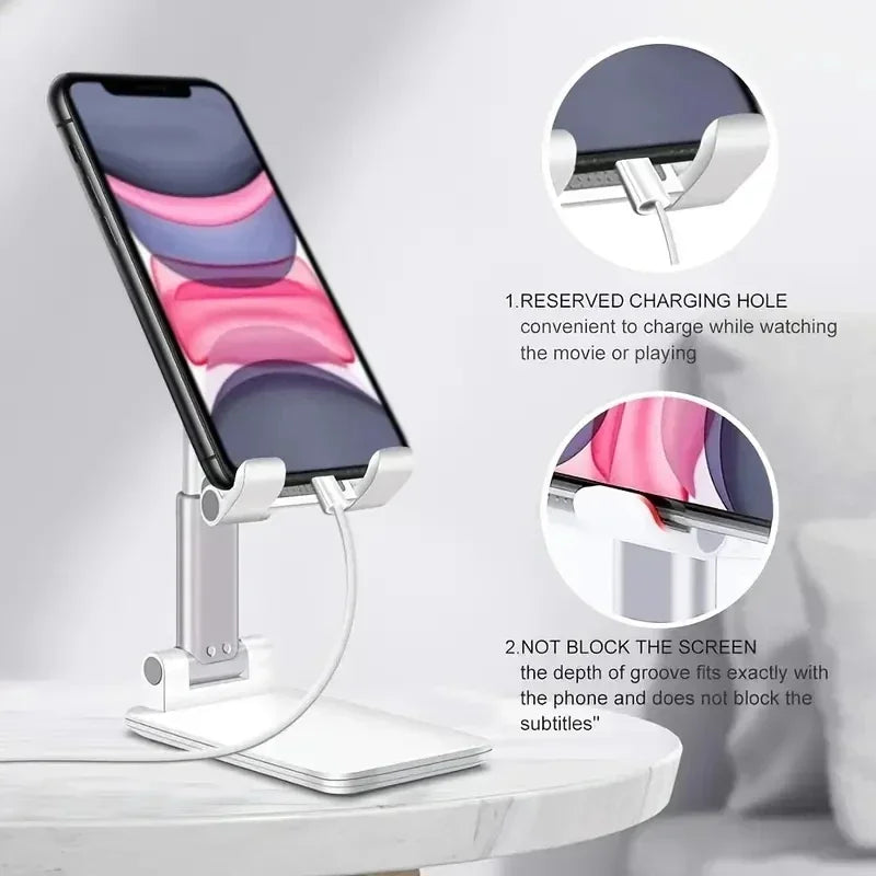 Desk Phone Holder for iPhone, iPad, Xiaomi, Adjustable Desktop Tablet Stand, Universal Mobile Phone Holder