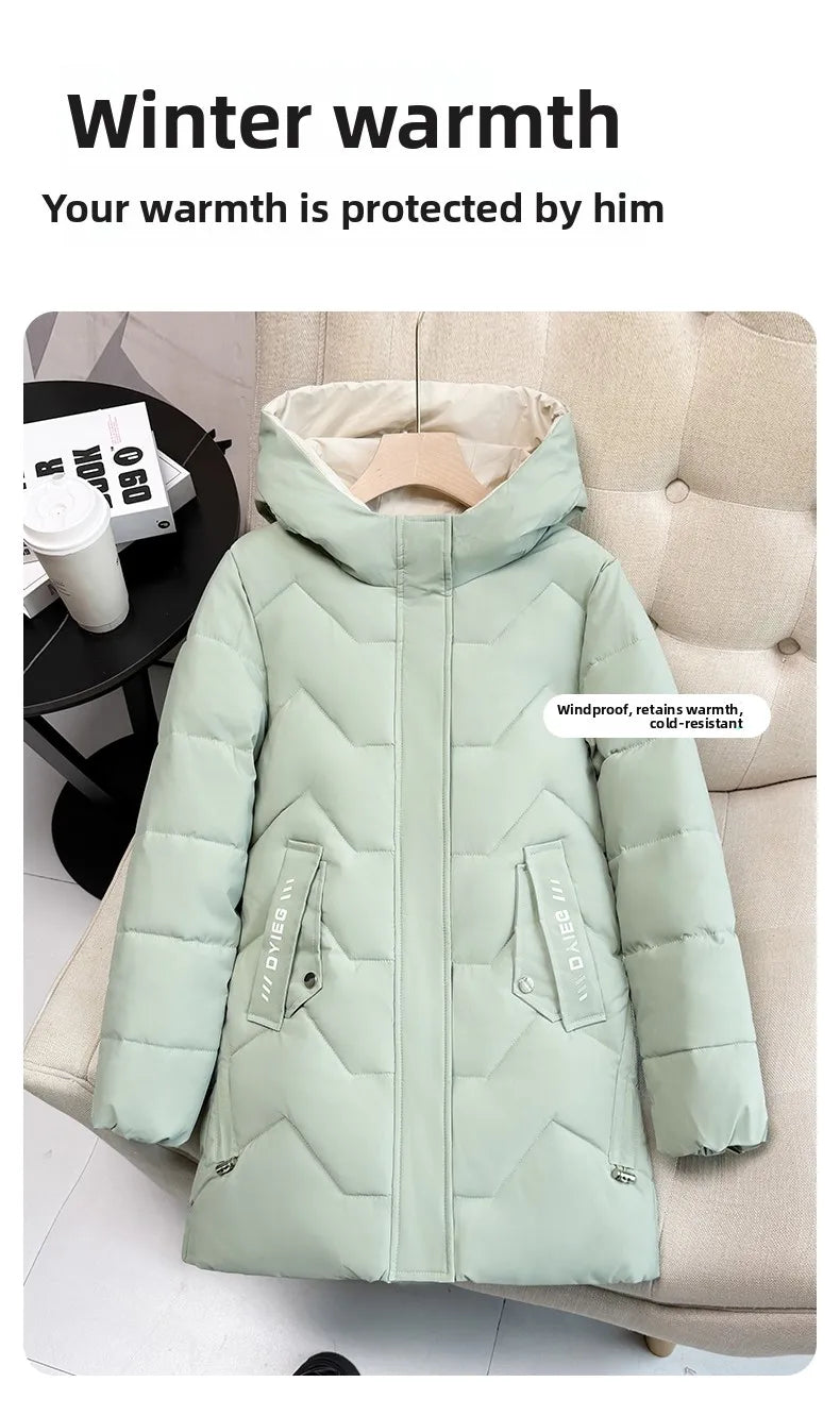 High-end women's mid-length down jacket, thick, warm and stylish, Korean style, for winter, c...