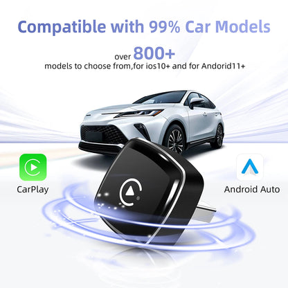 Nuevo adaptador 2 en 1 Mini CarPlay Box con cable a CarPlay inalámbrico Android Auto Smart Box Bluetooth conectar Plug & Play para 98% de coches