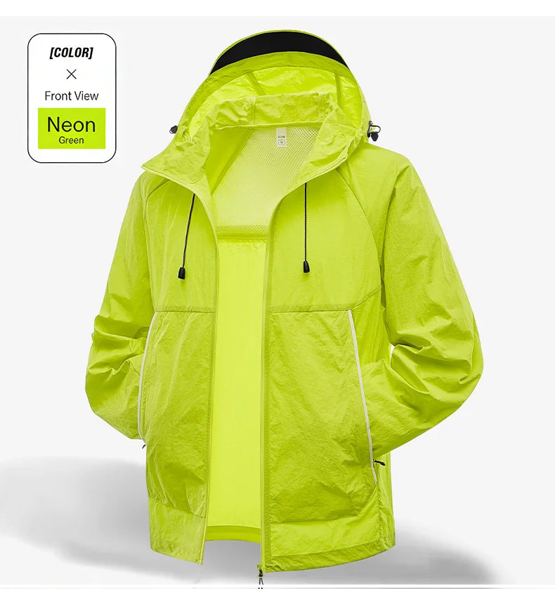 EUMERGX-Chaqueta impermeable para hombre y mujer, cortavientos con protección solar para pesca, escalada, senderismo, abrigo ligero para lluvia, unisex, para verano