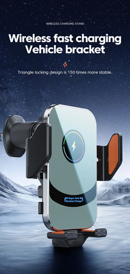 UYUXIO-Adaptador de cargador de coche inalámbrico con sujeción automática, soporte de teléfono para coche con ventilación de aire de carga súper rápida para iPhone 16 15 Pro Max Samsung