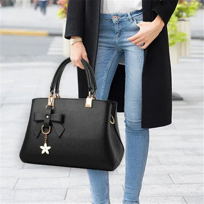 Bolsos de mensajero para mujer con colgante de flor, bolsos de moda para oficina para mujer, bolso puro para mujer, nuevos bolsos de hombro tipo bandolera