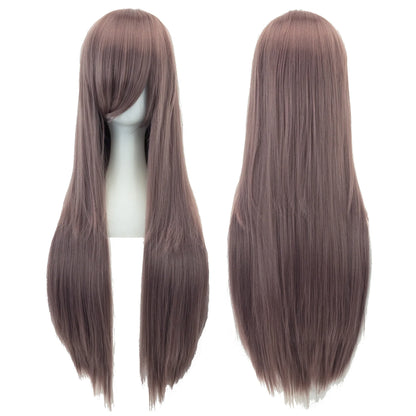 Soowee, pelo sintético de 80cm de largo, pelucas de Cosplay blancas y moradas, peluca recta de pelo negro para fiesta, peluca para mujer.