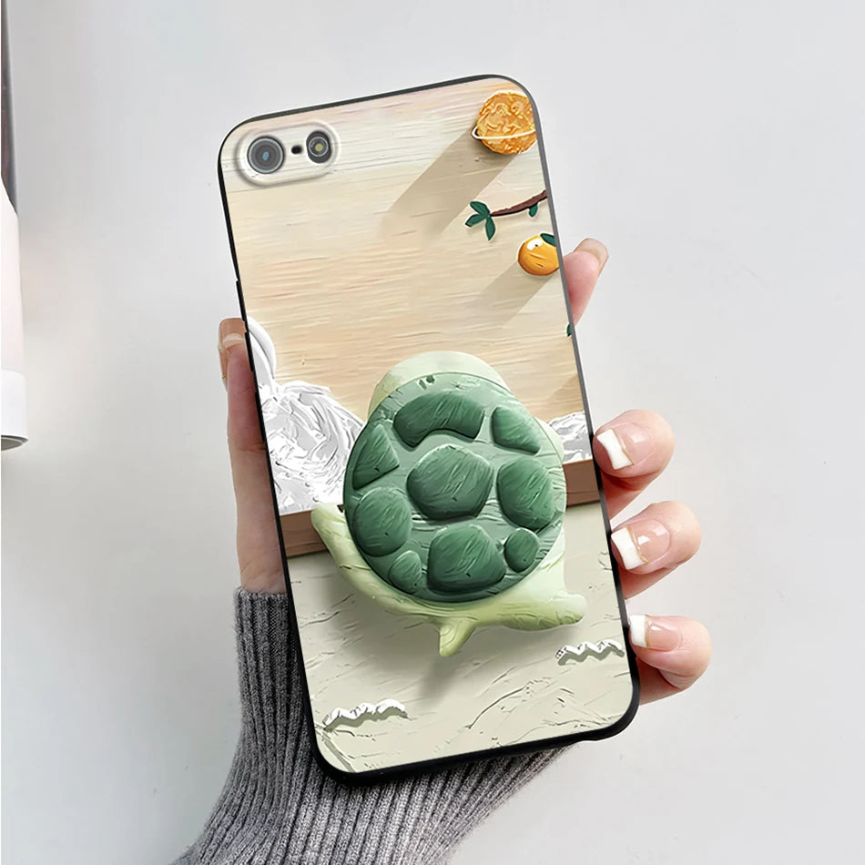 Para iPhone 5 5S Funda lindo oso dibujos animados Rana pintado Funda suave para iPhone SE 2016 2020 2022 SE2 Funda de teléfono de silicona Coque Funda