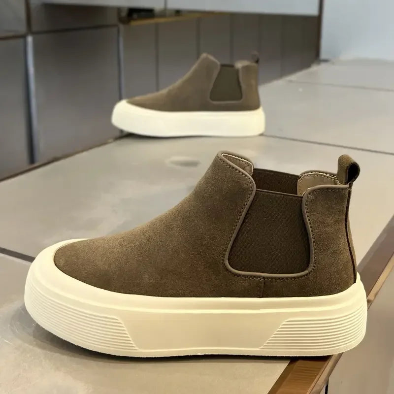 Botas de Hombre, Moda, Plataforma, Caña Alta, Casuales, Invierno 2026, Antideslizantes, Cálidas, Forro de Felpa, Algodón, Botas Chelsea para Exteriores