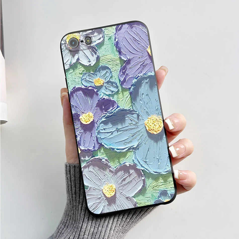 Para iPhone 5 5S Funda lindo oso dibujos animados Rana pintado Funda suave para iPhone SE 2016 2020 2022 SE2 Funda de teléfono de silicona Coque Funda