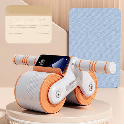 Abdominal Roller with Double Wheel and Automatic Rebound, Abdominal Trainer with Knee Pad, Exercise Equipment for Home Gym, Core Training for Body Fitness
