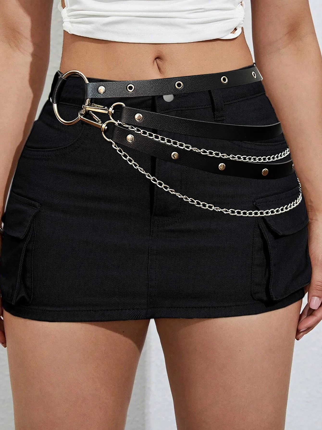 Cinturón de Cuero PU Ajustable para Mujer, Cadena Corporal Sexy, Arnés de Cintura, Cadena de Vientre Gótica, Accesorio de Joyería para Festivales para Chicas.