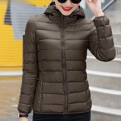 Nueva Chaqueta de Plumón con Capucha para Mujer, Corta, uesa, Cálida, Informal, ra, Estilo Coreano, Diseño Simple