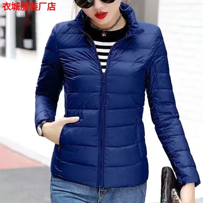 Nueva Chaqueta de Plumón con Capucha para Mujer, Corta, uesa, Cálida, Informal, ra, Estilo Coreano, Diseño Simple