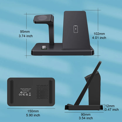 Cargador inalámbrico 3 en 1 para iPhone 16, 15, 14, 13, 12 Pro Max, estación de carga rápida para iWatch 10, 9, 8, Airpods 3, soporte de inducción