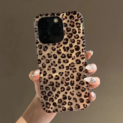 Leopard Print Clear Phone Case for iPhone 16 15 14 13 12 11 Pro Max 16E XS XR X 7 8 Plus SE, Shockproof Silicone Soft Cover