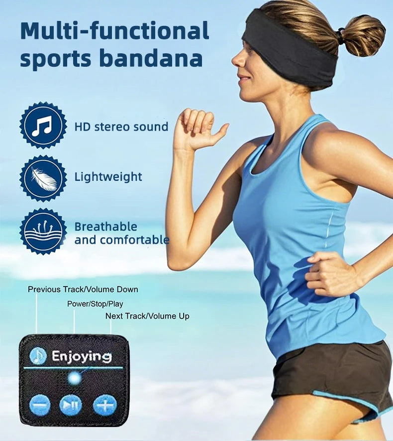 HOMEFISH BT auriculares deportivos diadema para dormir auriculares inalámbricos elásticos música máscara de ojos auriculares inalámbricos con Bluetooth diadema