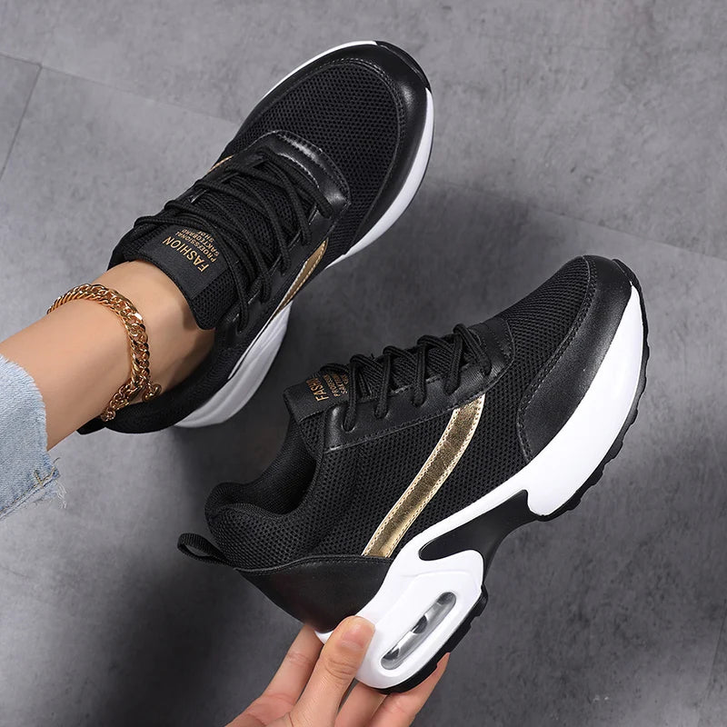 Zapatos de plataforma a la moda para mujer, zapatos informales invisibles con aumento de altura, zapatos transpirables con cojín de aire para caminar y viajar
