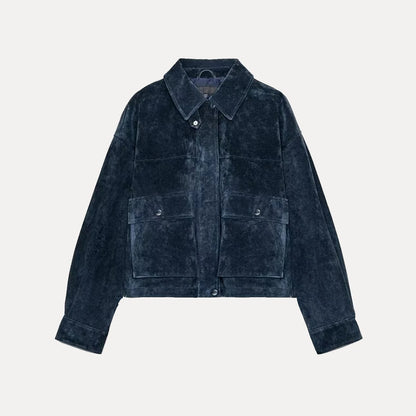 Chaqueta de Piloto de Cuero Puro para Mujer Z, Estilo, Corte Están, Chaqueta Corta, E y de Calidad