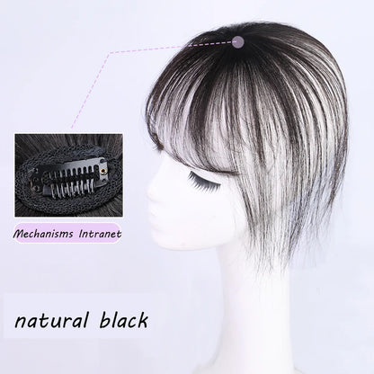 Wig with Air Bangs, Women's Wig Piece, Ultra-thin Traceless Qi Bangs, 5x5cm Women's Toupee with Silk Base Bangs and Cut
