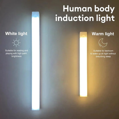 Tira de luces LED con Sensor de movimiento, luz nocturna con Sensor inalámbrico, Detector recargable por USB, lámpara de pared, armario de cocina y almacenamiento