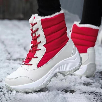 Botas de mujer, botas de tacón impermeables para invierno, botines de plataforma Tren, zapatos de nieve para mantener el calor, botas cortas de felpa para exteriores