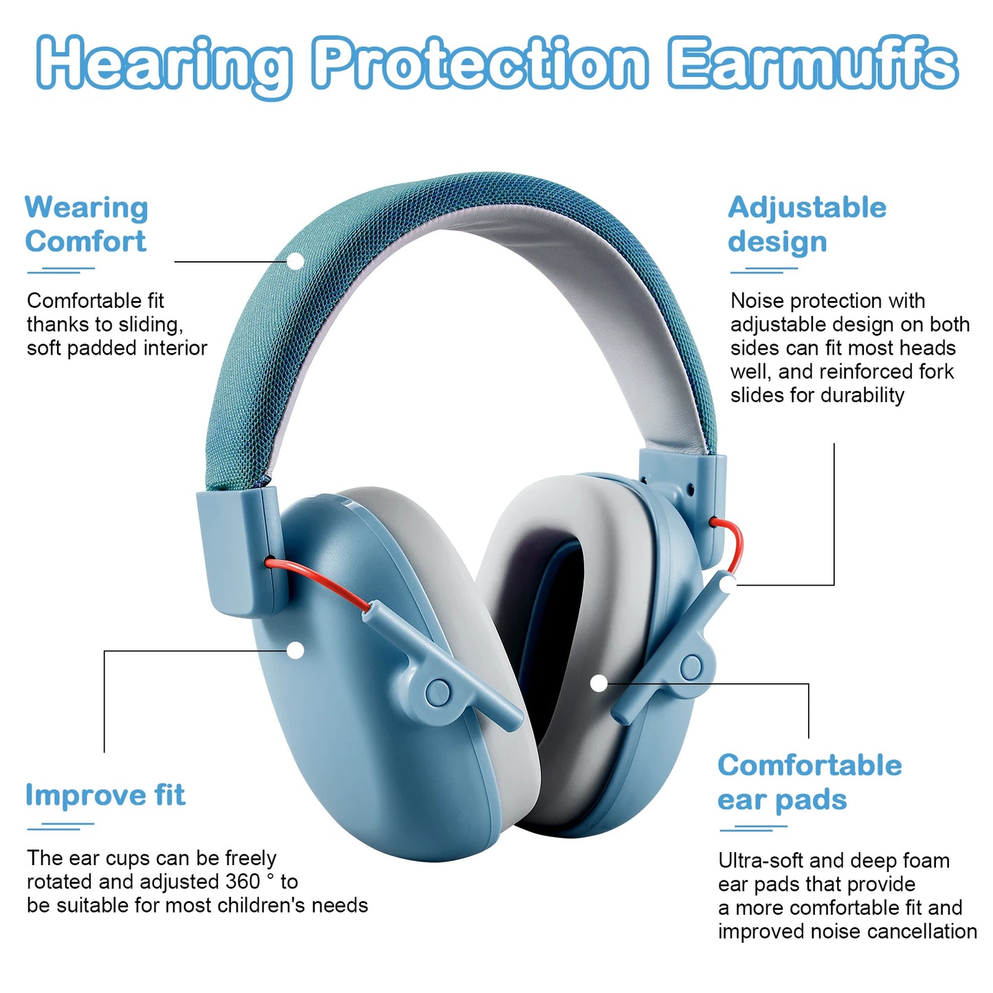 Orejeras protectoras para los oídos para niños, protección auditiva de 27dB, auriculares insonorizados, reducción de seguridad, cancelación de ruido