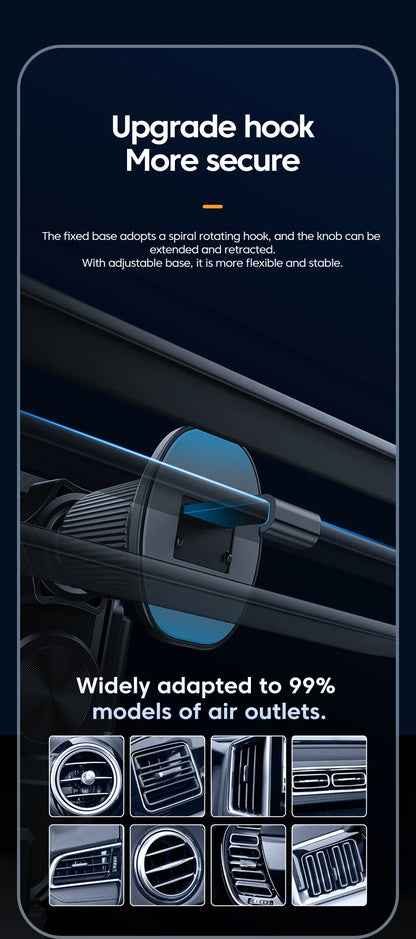UYUXIO-Adaptador de cargador de coche inalámbrico con sujeción automática, soporte de teléfono para coche con ventilación de aire de carga súper rápida para iPhone 16 15 Pro Max Samsung