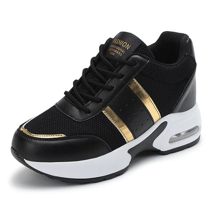 Zapatos de plataforma a la moda para mujer, zapatos informales invisibles con aumento de altura, zapatos transpirables con cojín de aire para caminar y viajar