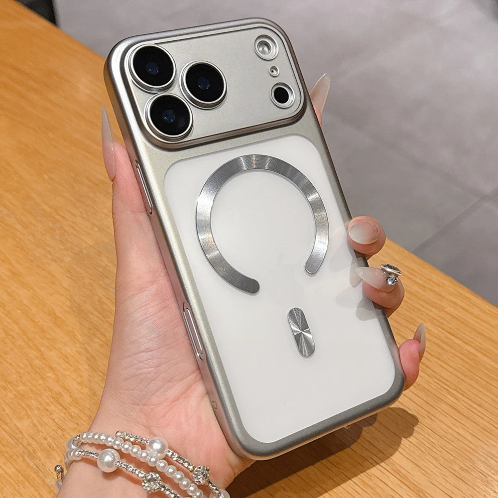 Funda magnética translúcida mate de lujo para iPhone 17 Pro Max 17Pro 17 Air, fundas protectora para cámara de carga inalámbrica Magsafe, funda para iphone 17 pro max