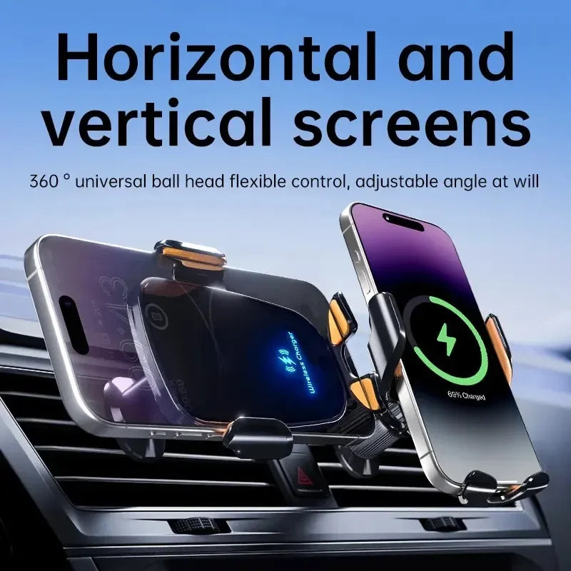 UYUXIO cargador de coche inalámbrico salida de aire soporte de teléfono de carga rápida en el coche para iPhone 16 Pro Max 15 14 12 13 teléfonos Samsung Android