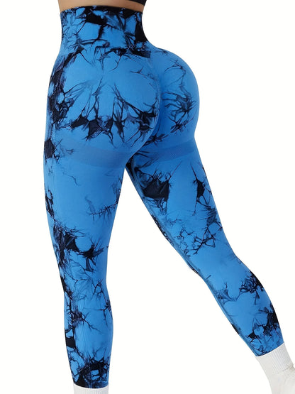 Tie Dye Leggings de entrenamiento de cintura alta sin costuras para mujer Scrunch Butt Lifting Yoga Gym Pantalones deportivos