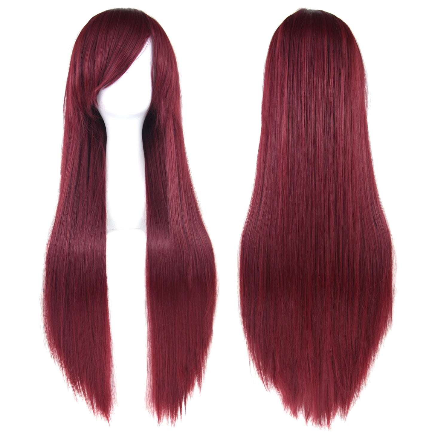 Soowee, pelo sintético de 80cm de largo, pelucas de Cosplay blancas y moradas, peluca recta de pelo negro para fiesta, peluca para mujer.
