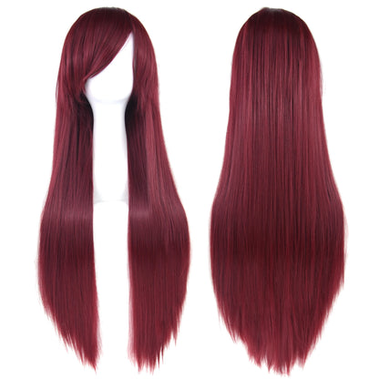 Soowee, pelo sintético de 80cm de largo, pelucas de Cosplay blancas y moradas, peluca recta de pelo negro para fiesta, peluca para mujer.
