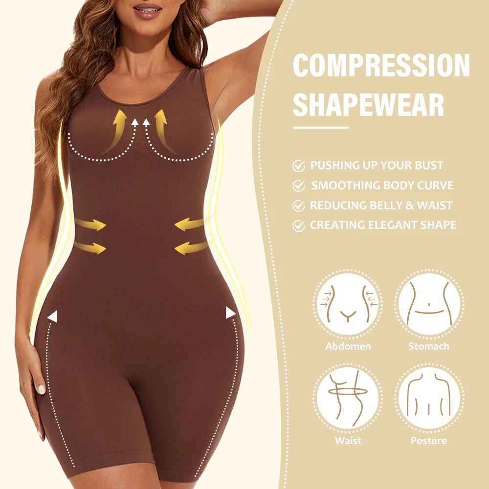 POKARLA Bodysuits sexys de cobertura total, faja moldeadora de muslos, mono moldeador de hombros anchos, faja sin costuras, adelgazante.