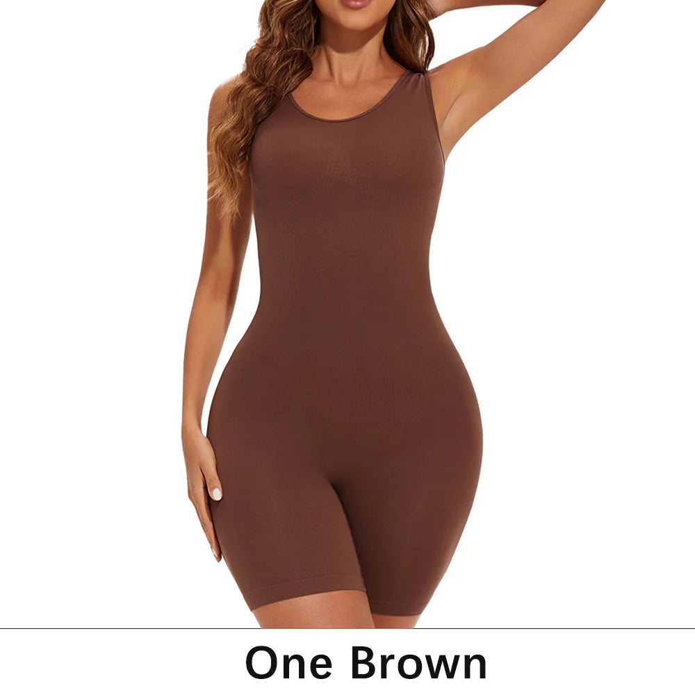 POKARLA Bodysuits sexys de cobertura total, faja moldeadora de muslos, mono moldeador de hombros anchos, faja sin costuras, adelgazante.