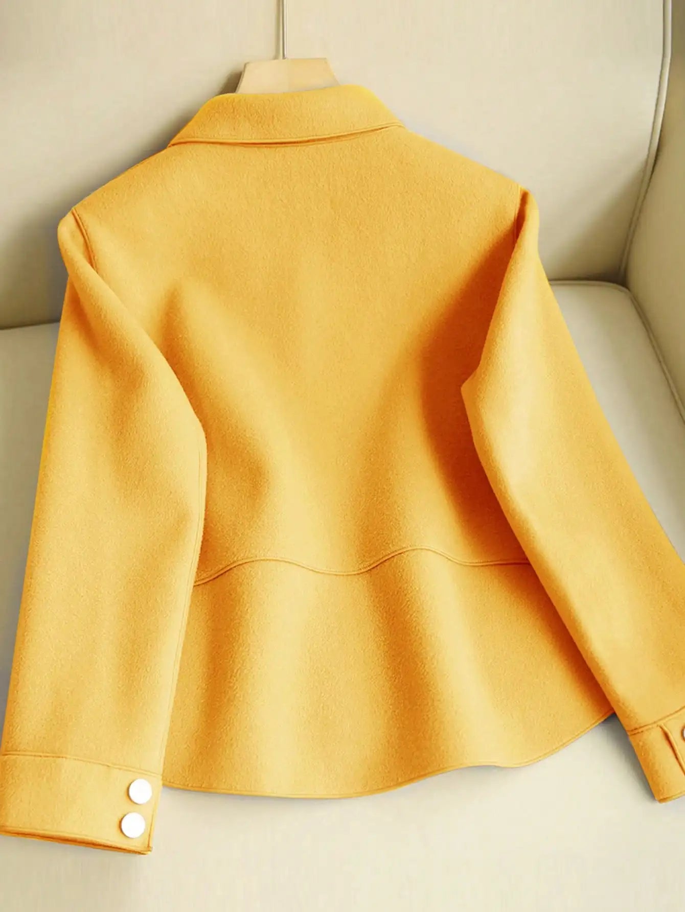 Abrigos de lana cortos lisos clásicos para mujer Otoño Invierno ropa cálida para mujer abotonada abrigo femenino trajes nuevos en prendas de vestir exteriores