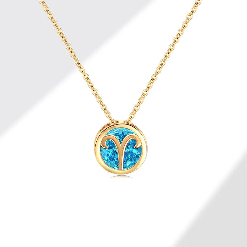 Collares con colgante de 12 constelaciones ahuecados de doble cara Retro para mujer, gargantilla de piedra natal con diamantes de imitación de cristal, signo del zodiaco