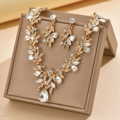 3 uds nuevos conjuntos de Collar de moda para mujer Collar de gota de agua gargantilla Collar pendiente conjunto de joyería para graduación cumpleaños boda nupcial