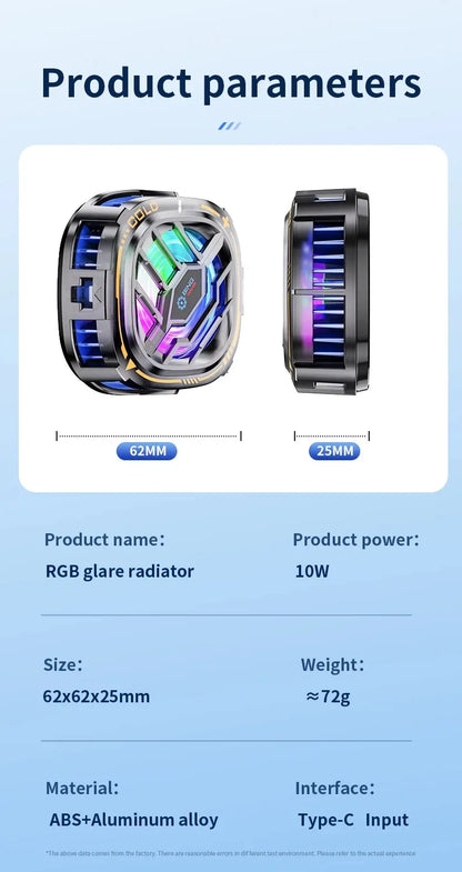 X76 2 en 1 ventilador de refrigeración de radiador móvil magnético 3 velocidades RGB para juego de teléfono PUBG iPhone Samsung Huawei