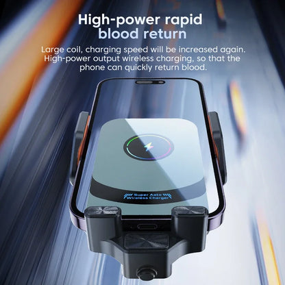 UYUXIO-Adaptador de cargador de coche inalámbrico con sujeción automática, soporte de teléfono para coche con ventilación de aire de carga súper rápida para iPhone 16 15 Pro Max Samsung