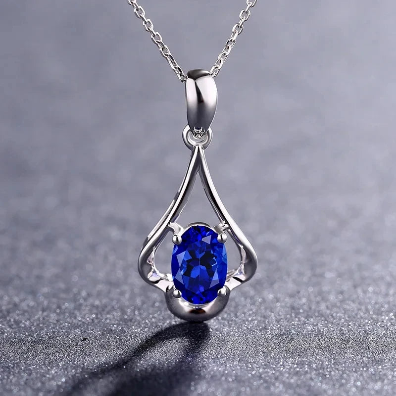 Collar Retro de plata 925, joyería con forma ovalada, colgante de piedras preciosas de rubí, accesorios para mujer, regalo de fiesta de promesa de compromiso de boda
