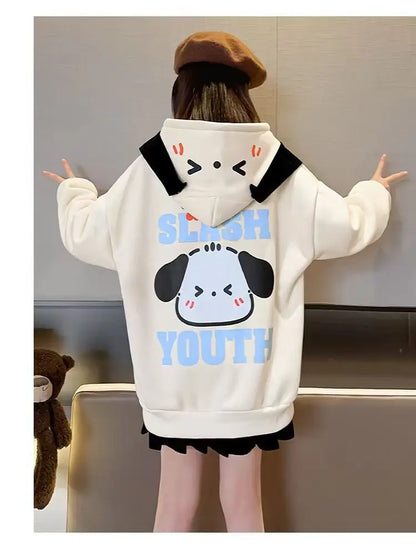 Korean-style long-eared Pacha dog hoodie, loose, trendy, and versatile, for toddlers