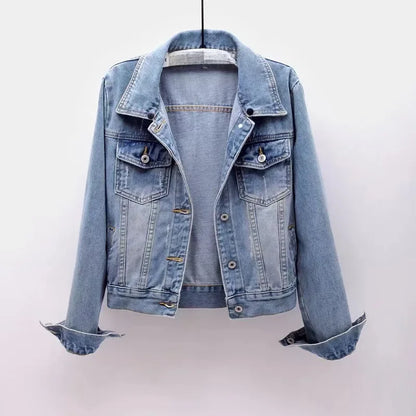 Chaqueta corta vaquera recortada para mujer primavera otoño estilo coreano nueva chaqueta con capucha de manga larga delgada suaviza tu silueta