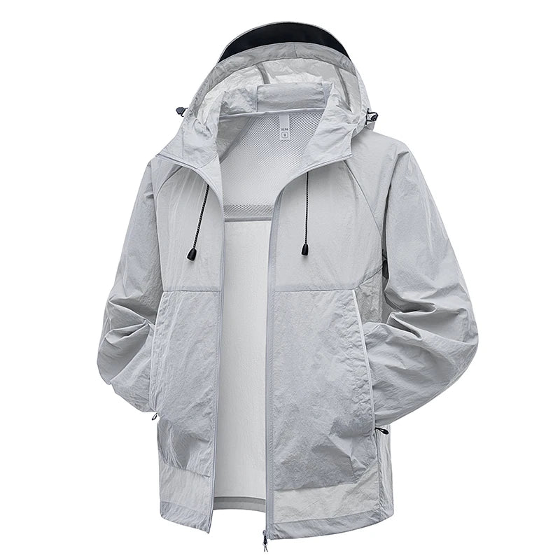 EUMERGX-Chaqueta impermeable para hombre y mujer, cortavientos con protección solar para pesca, escalada, senderismo, abrigo ligero para lluvia, unisex, para verano