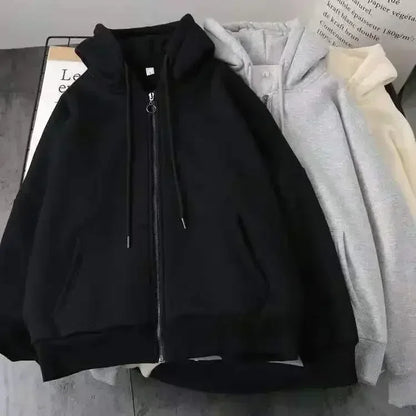 Y2K nueva versión coreana de estilo universitario Spice Girl cremallera Sudadera con capucha mujeres Harajuku Casual suelta polar grueso sudadera Punk Sudadera con capucha