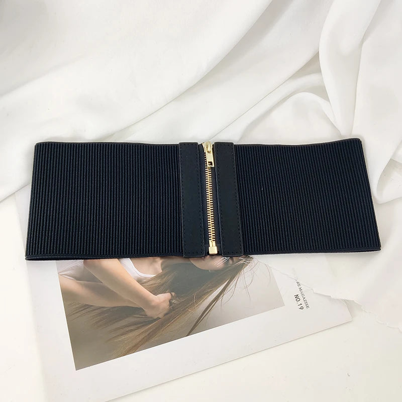 Cinturones elásticos anchos de diseñador a la moda para mujer, vestido femenino de alta calidad, cinturón de corsé negro, fajas elásticas