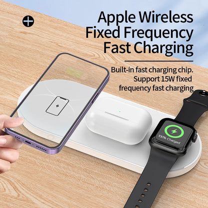 Cargador inalámbrico 3 en 1 de 30W para iPhone 15 14 13 12 11 Pro Max 8 X Apple Watch 8 7 6 AirPods Estación de carga inalámbrica rápida