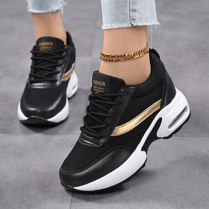 Zapatos de plataforma a la moda para mujer, zapatos informales invisibles con aumento de altura, zapatos transpirables con cojín de aire para caminar y viajar