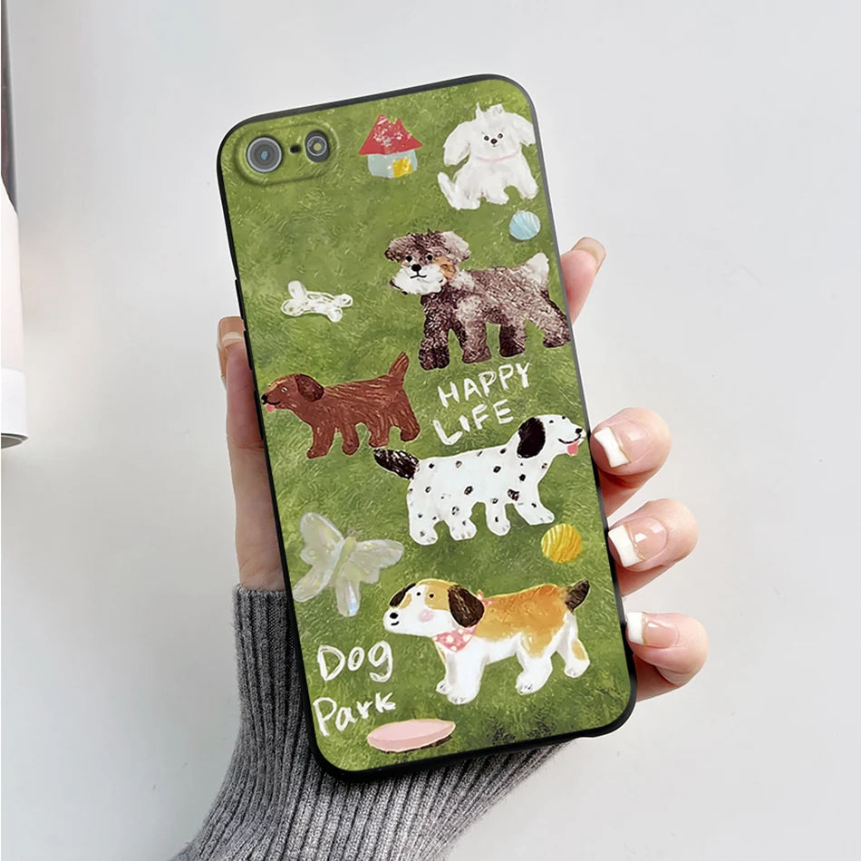 Para iPhone 5 5S Funda lindo oso dibujos animados Rana pintado Funda suave para iPhone SE 2016 2020 2022 SE2 Funda de teléfono de silicona Coque Funda